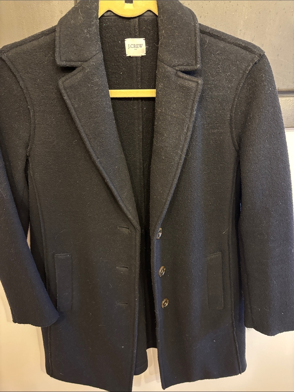 J.Crew Black Wool Blend Overcoat